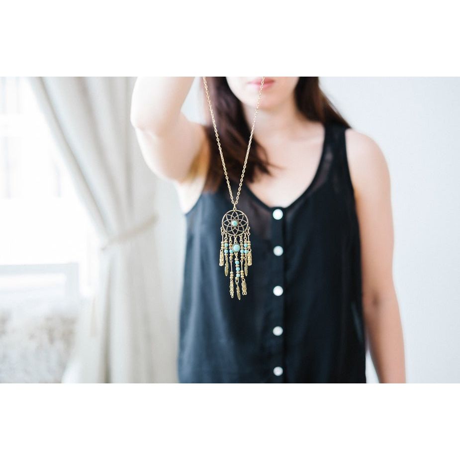 Dreamcatcher Pendant Necklace Necklace gold-dream-catcher-necklace_925x_5f200213-905d-47cf-82ed-cc28c48327e2 2